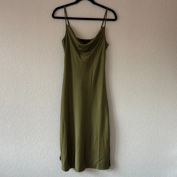 open lace back dress Olive Green Slip Dress – Gabi Swimwear main image 0